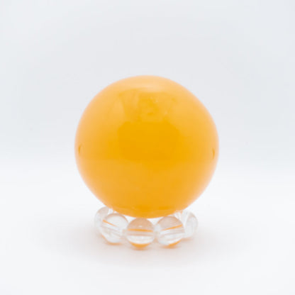 【送料無料】オレンジカルサイト丸玉《49mm球》水晶台座付
